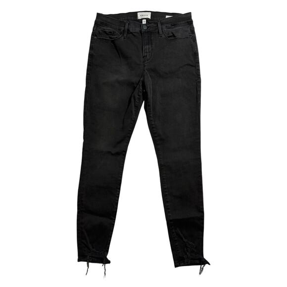 Frame Black Le Skinny de Jeanne Freyed Step Hem Stretch Jeans SZ 29 $228 - Picture 7 of 10